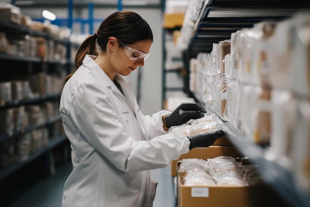 medical professional examining medical devices